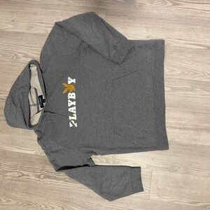 PLAYBOY Gray Hoodie with White and Gold Logo